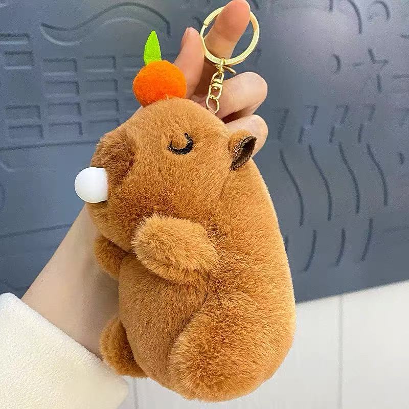 Cute Cartoon Capybara Pendant Plush Toy Doll Bag Hanging Ornaments Cute Kapila Keychain Doll Desktop Doll Ornaments Car Pendant